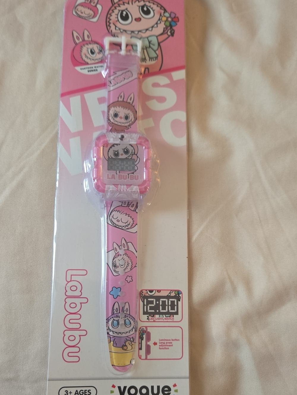 Kids Pink Labubu Digital Watch, Collectible.